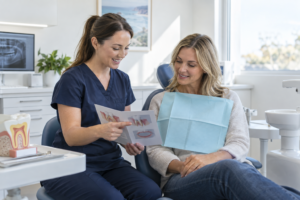 Dentist explaining treatment to a patient